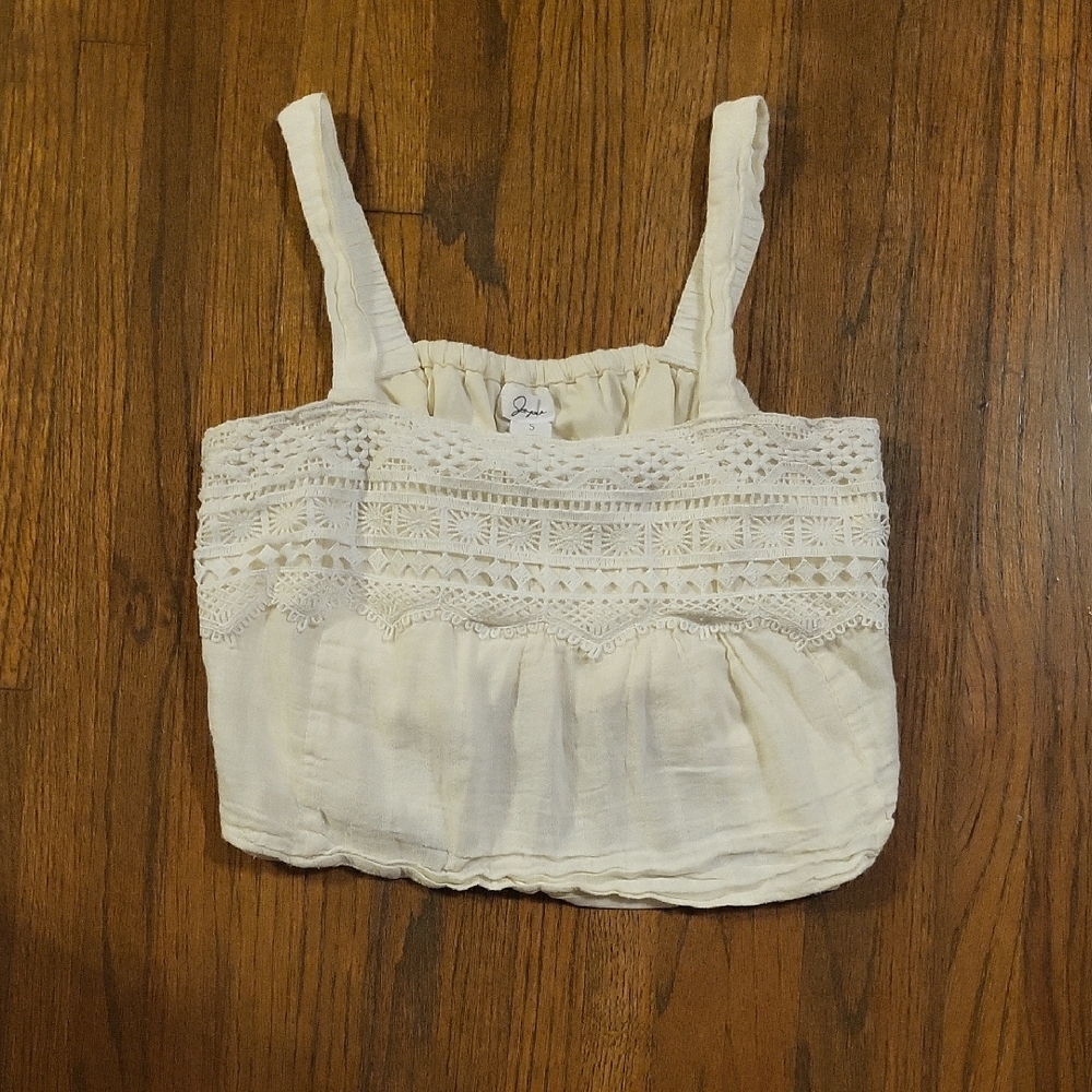 Japna Cream Lace Crop Tank Top